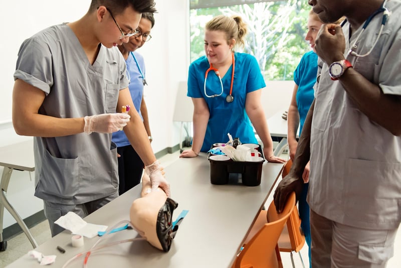 Class Draws Blood Phlebotomy Training Arm Instructor1