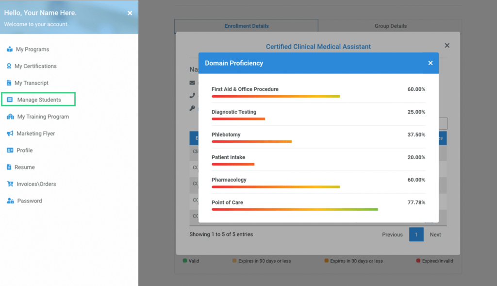 Domain Based Proficiency Reporting