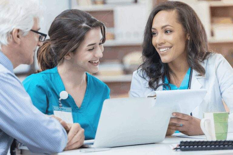 Healthcare learners participating in professional skills training