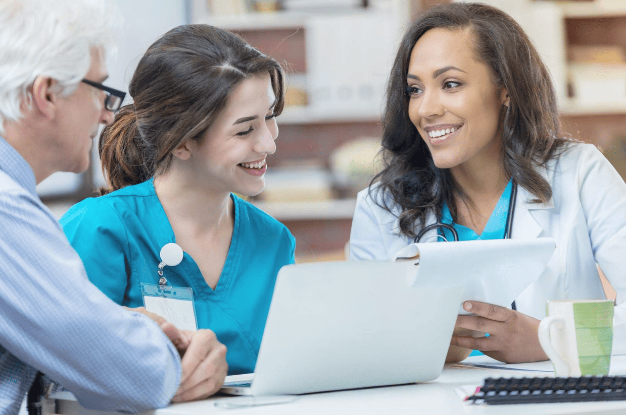 Healthcare learners participating in professional skills training